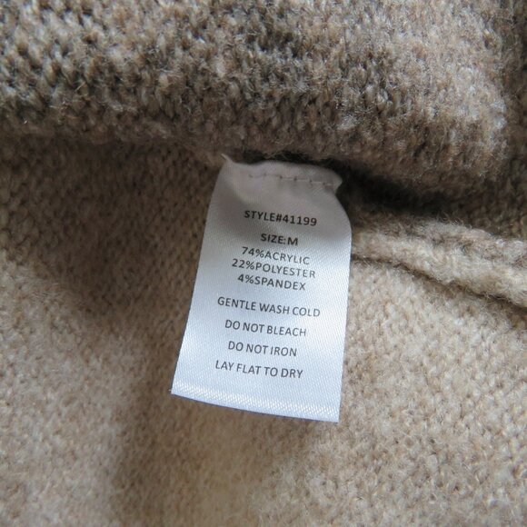 NEUFLORA Two Tone Lynnefield Wrap Sweater in Neutral Tan Quiet Luxury - Size M - Picture 13 of 13
